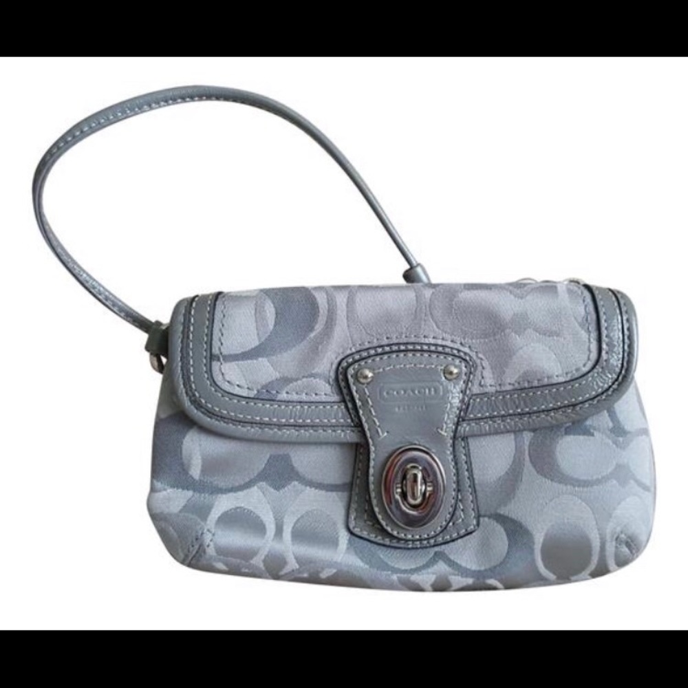Coach gray wristlet wallet with 2 pockets